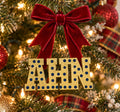 Ornament AHN Block Letter - Red Velvet Ribbon