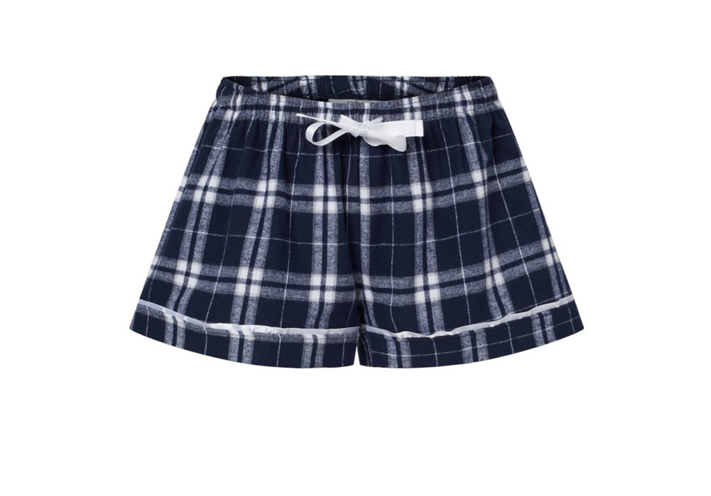Women's Flannel Shorts - Navy & White